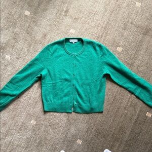White + Warren Kelly green cashmere cardigan